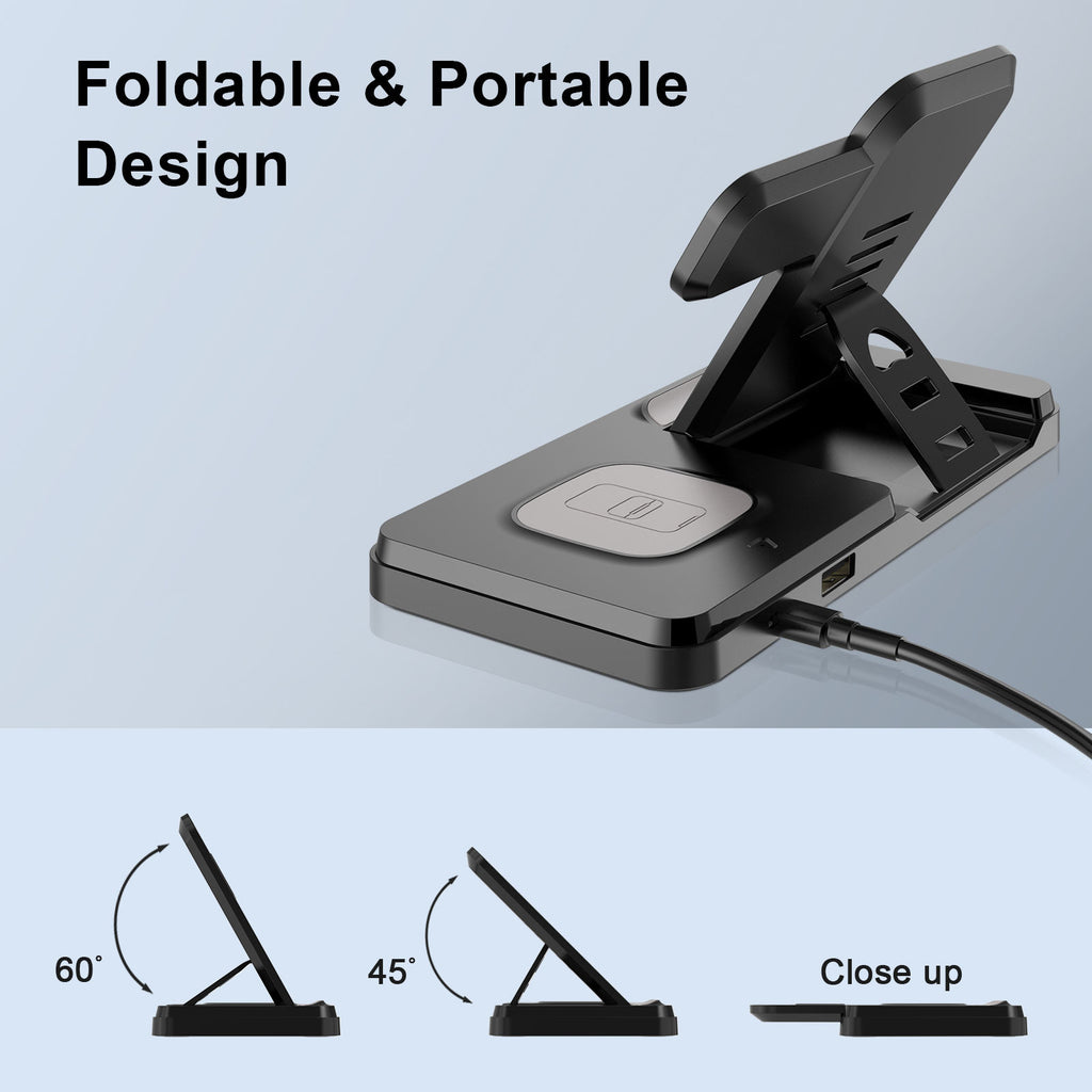 3-in-1 Wireless Charging Station 15W Fast Charger for Phone, Watch & Earbuds