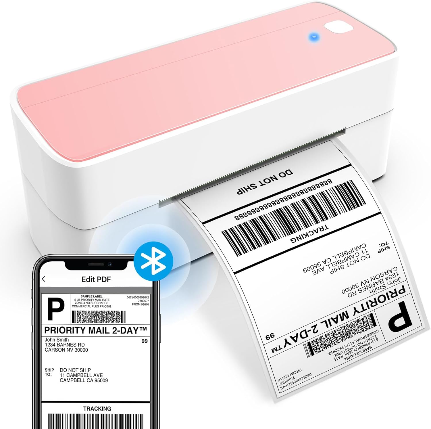 Wireless Pink Shipping Label Printer - Fast, Efficient, ASprink